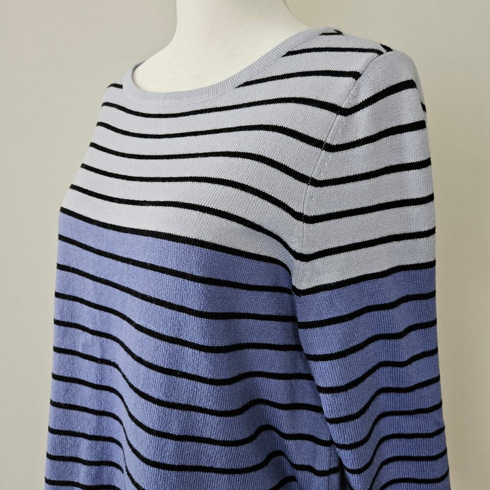 Croft & Barrow Size M Grey Blue Block Striped Acrylic Knit Sweater Top Shirt - Picture 16 of 16